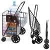 Folding Basket Shopping Trolley Cart Jumbo Large with Swivel Wheels