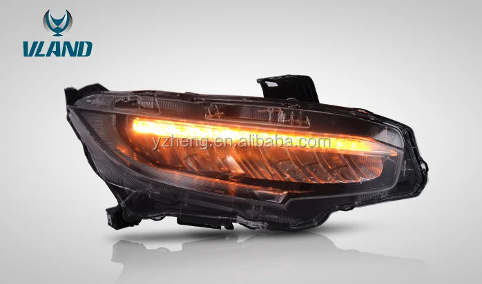 Vland manufacturer for Civic headlight for 2016 2017 2018 for Civics LED head lamp with moving signal turn light