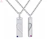Sterling Silver Bar Half Heart Necklace For Couples