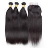 Free Shipping No Shedding No Tangle Cuticle Aglined Hair Silky Straight 3 Pieces Brazilian Human Hair Weave Bundle With Closure