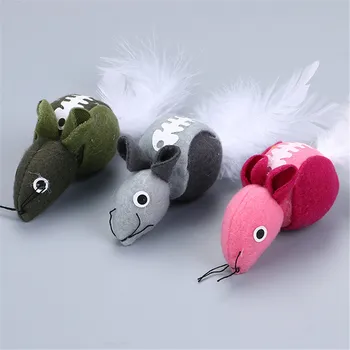 catnip inside plush small cat mouse toy with feather