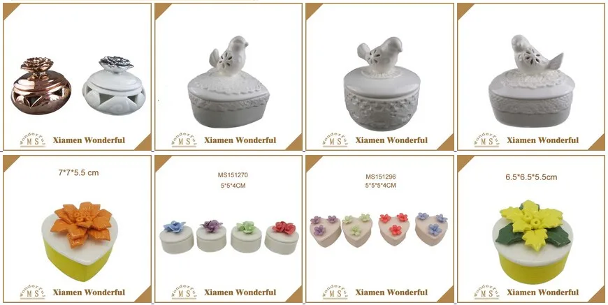 white porcelain heart shape design ceramic jewelry boxes shiny glazed decorative with ceramic birds for valentine's day gifts