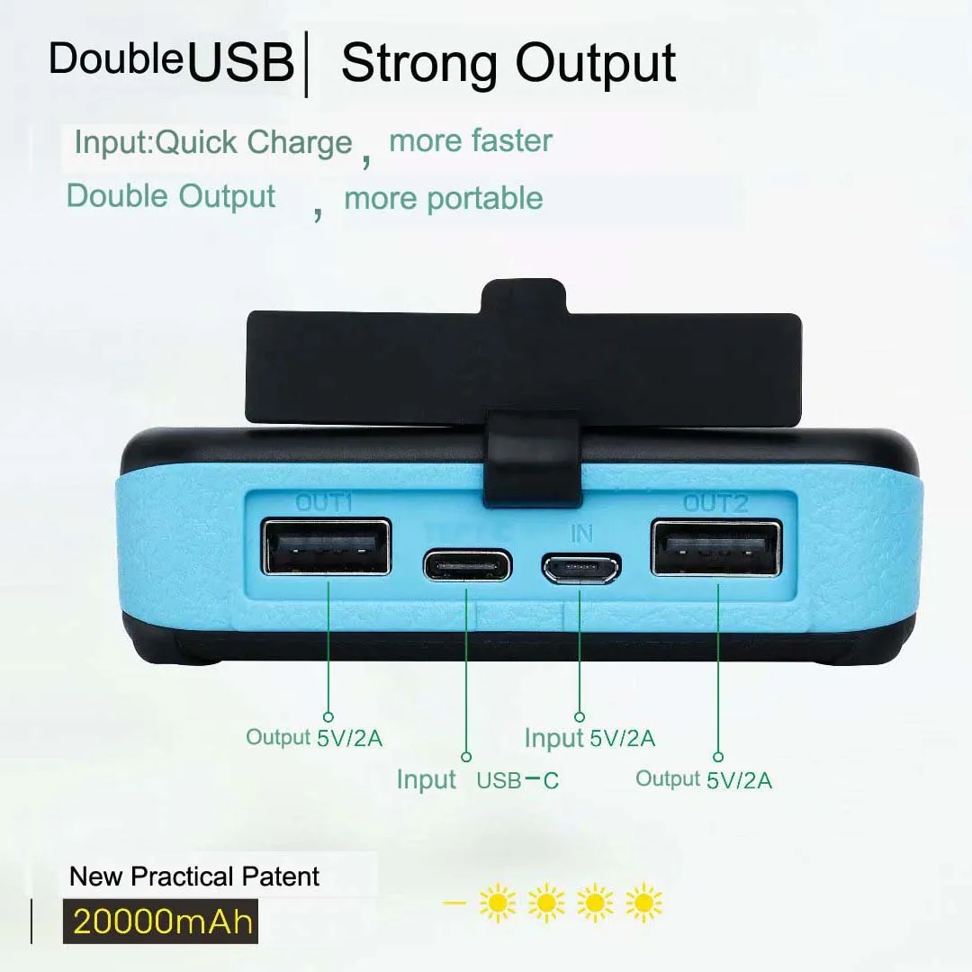 Solar power bank 20000mah Type-C high capacity solar panel power bank IP66 fast charging portable power bank solar - ANKUX.COM