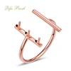 Wholesale 18k solid rose gold three pearls opened ring jewelry design