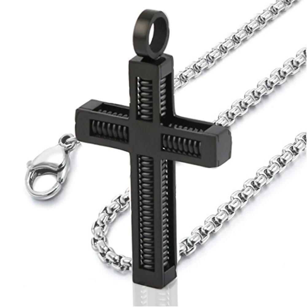 Cimya Stainless Steel Mens Cross Pendant Jesus Necklace Gift for Men Birthday Gift