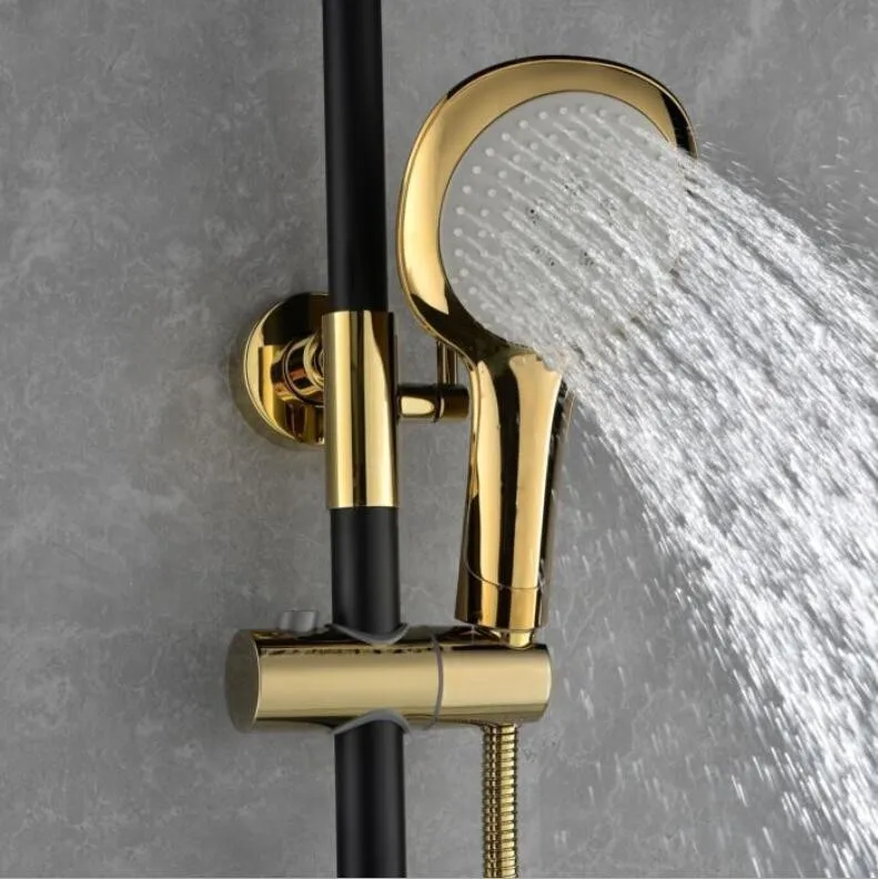 Lüks Duvara Monte Banyo Siyah Duş Seti Yağmur Biçimli Duş Başlığı Ve El Lüks Duvara Monte Banyo Siyah Duş Seti Yağmur Biçimli Duş Başlığı Ve El