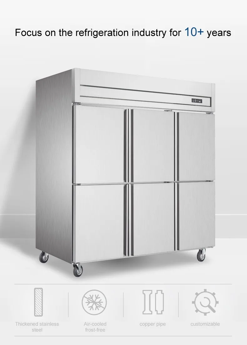 Cfc Free 304 Stainless Steel Commercial Kitchen Reach In Refrigerator