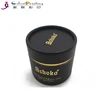 Custom Paper Round Tube Candle Boxes Rolled Edge Luxury Black Packaging Tube Box with Tin Cover