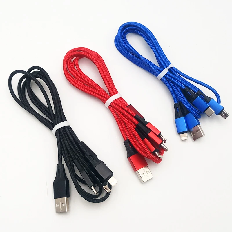 3.0a Fast Charging 3 In 1 Nylon Usb Data Charger Cable - Buy 3 In 1 Usb ...