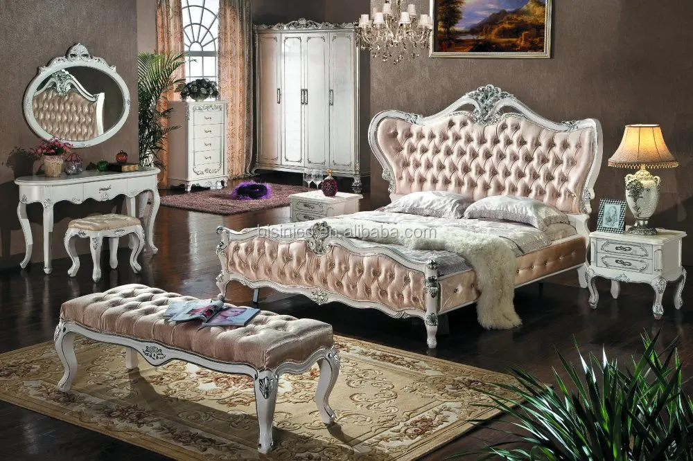 European  Style Bedroom  Furniture  Set  Upholstered Headboard 