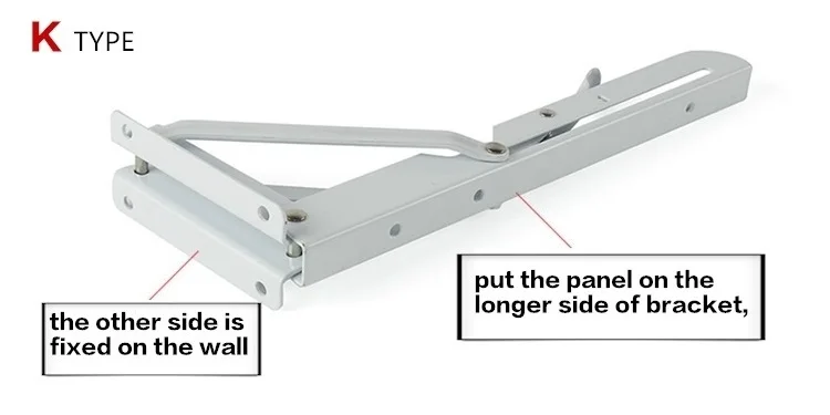 Furniture Hardware K Type Steady Folding Shelf Support Heavy Duty Shelf Bracket