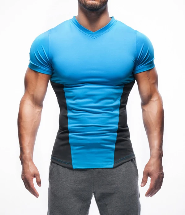 Men's 90% Polyester 10% Spandex Quick Dry Muscle Gym T Shirt With ...