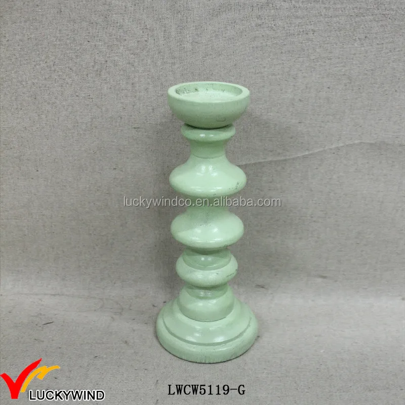 Decor Wood Vintage Mint Green Pillar Candle Holders Buy Green Pillar