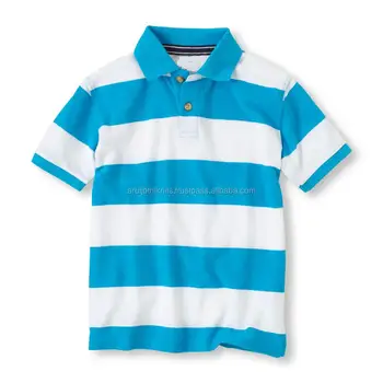 blue and white striped polo shirt