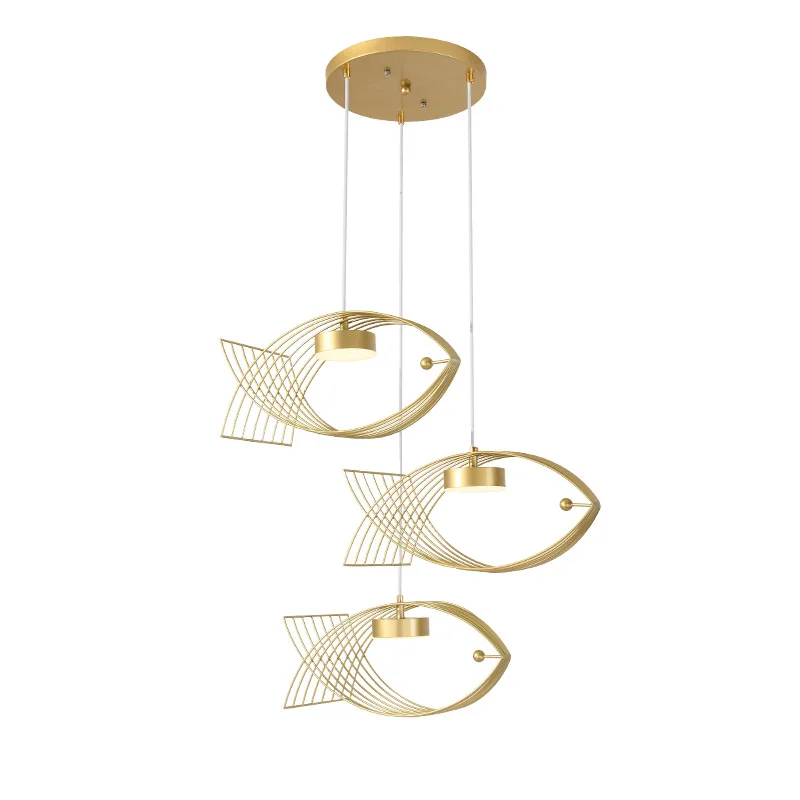 Three Lights Design Indoor Decorations Lights  ZhongShan Factory Hanging Lighting Fish Design Lamparas De Techo Modern