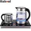 Electric Glass Kettle Green Black Coofee Teapot with tray set 1.7L kettle + 1L Teapot with stainless steel filter with LED light