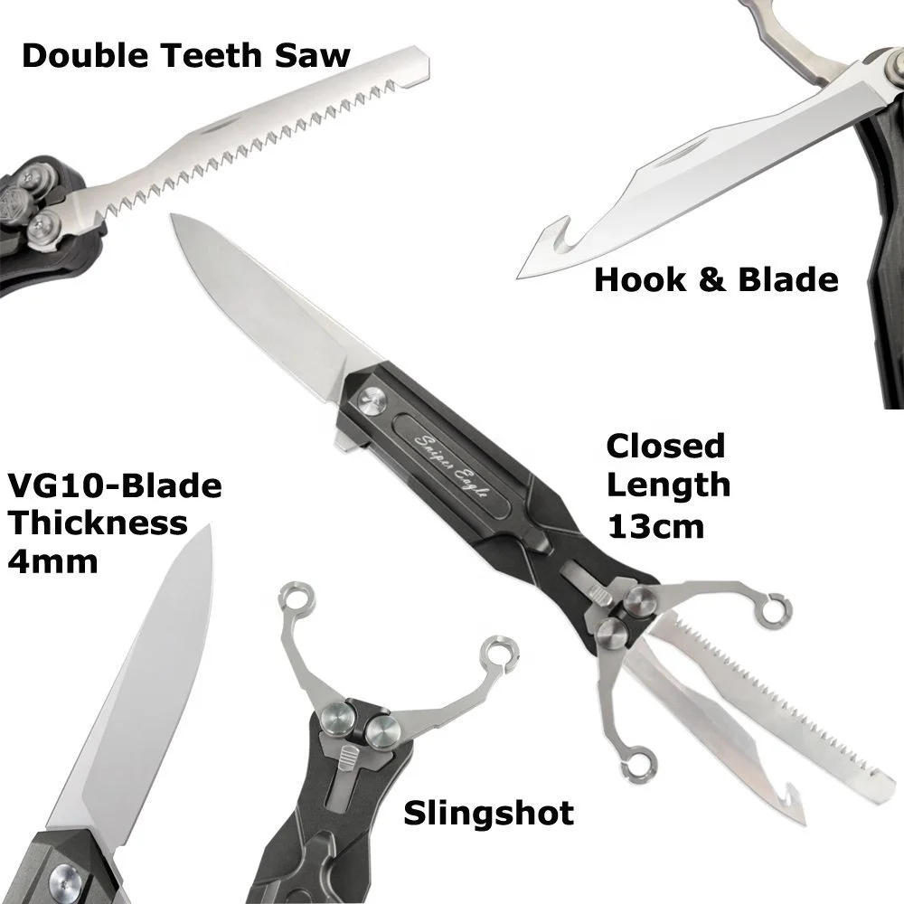 Multi Functional Pocket Slingshot Knife For Outdoor Survival And
