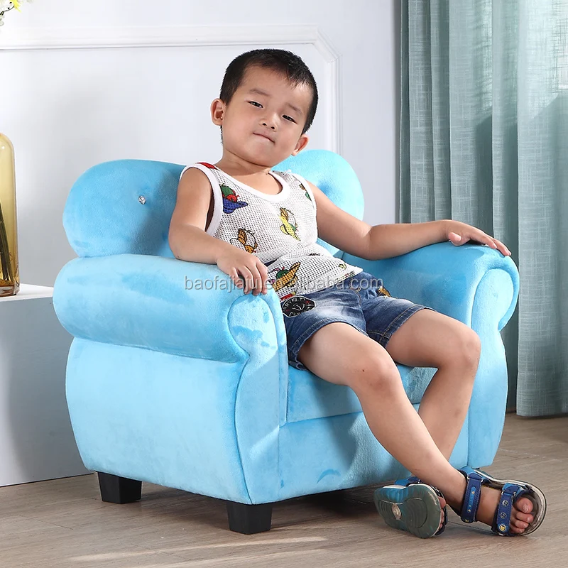 Sky blue color new design fleece children armchair kids sofa for children bedroom decoration furnture