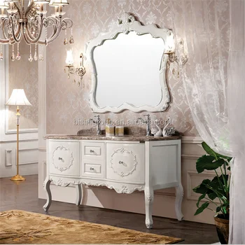 French Antique Style Bathroom Mirror Cabinet Waterproof French Antique Style Bathroom Mirror