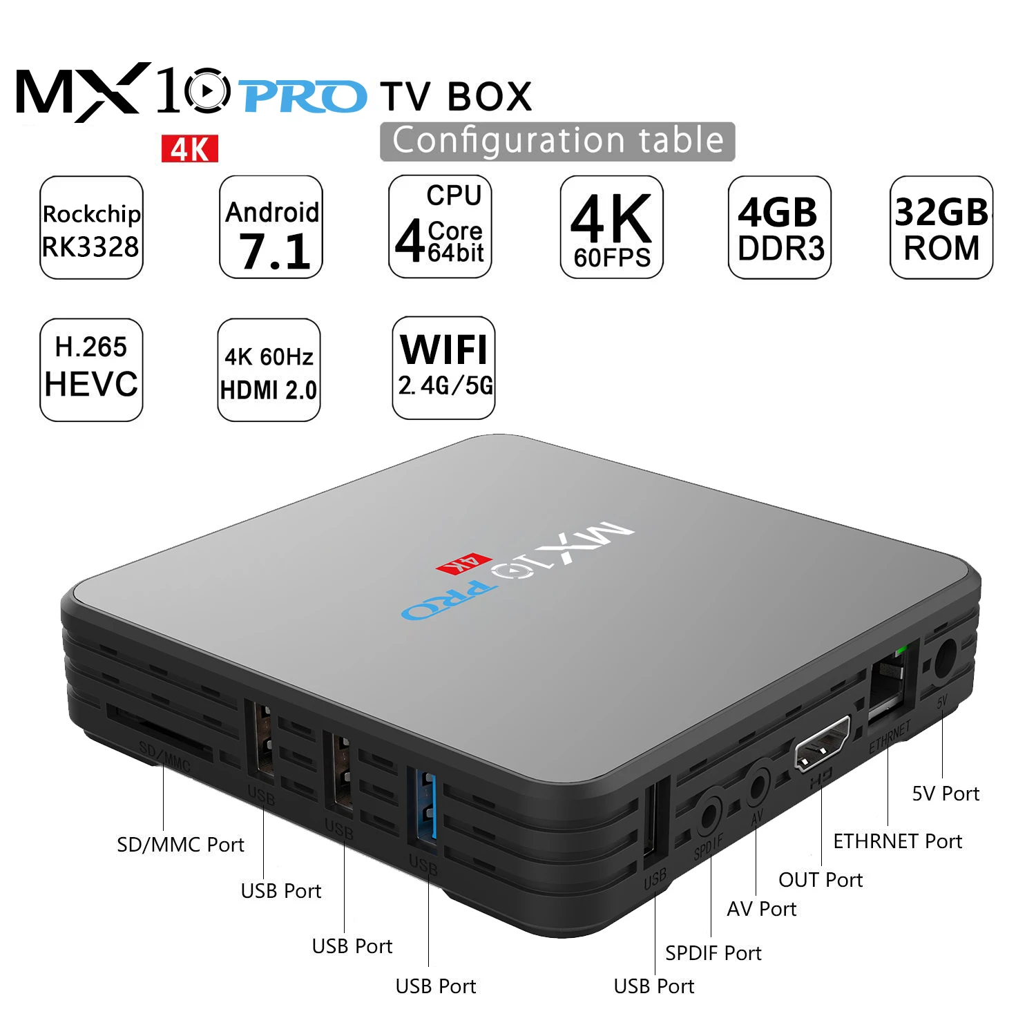 2018 Android Tv Box Rk3328 Quad Core 4gb 32gb 4k Media Player Mx10 Pro ...