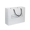High Strong Hot Stamping Logo Horizontal Shopping White Kraft Paper Bag With Cotton Rope Handles