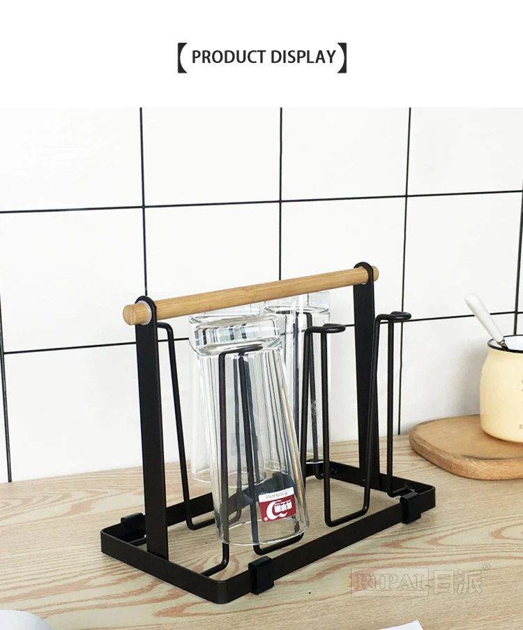 New Iron Metal Craft Japanese Upside-down Cup Drain Rack Glass Hanger Shelf Container Cup Drying Holder Kitchen Accessories