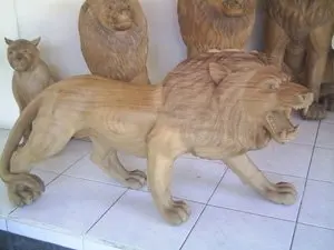 wood carved lion