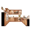 American red shaker style wooden espresso kitchen cabinet with glass door island
