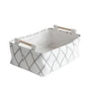 wholesale decorative canvas fabric burlap easter basket with wooden handle