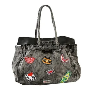 Dropshipping Printed Denim Soft Tote Handbags Cute Diy Ping Shoulder Bags