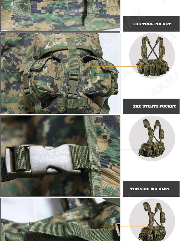 Digital Woodland Advanced Military Tactical Vest Ak47 Magazine Chest ...