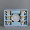 Promotion Set of Six Handle Coffee Cup Glaze Ceramic Coffee Cup and Saucer Set