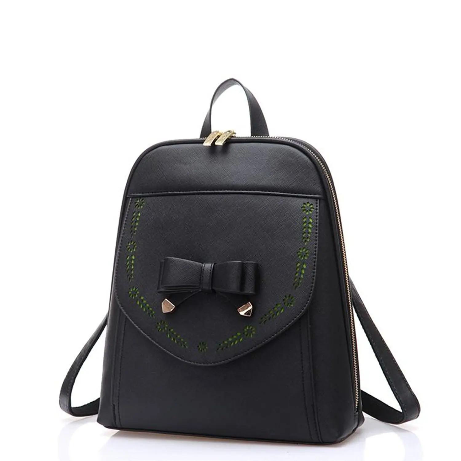 FAIRYSAN Faux Leather Deisgner Backpack Shoulder Bag College Contrast Color Daypack