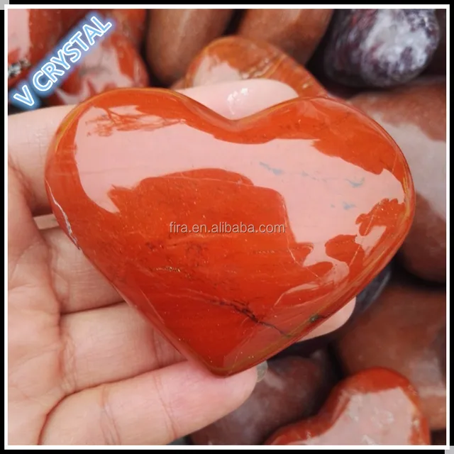 hot sale natural heart shaped rocks red jasper gemstone heart