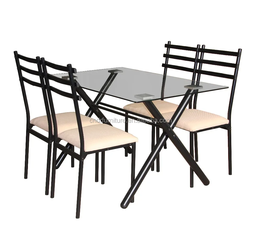 <strong>glass</strong> dining table with metal tube dining table and chairs