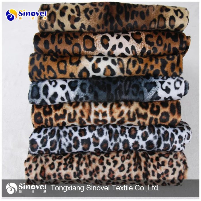 Polyester Animal Skin Print Velboa Textile Fabric Leopard Sofa Cover Velour Product On