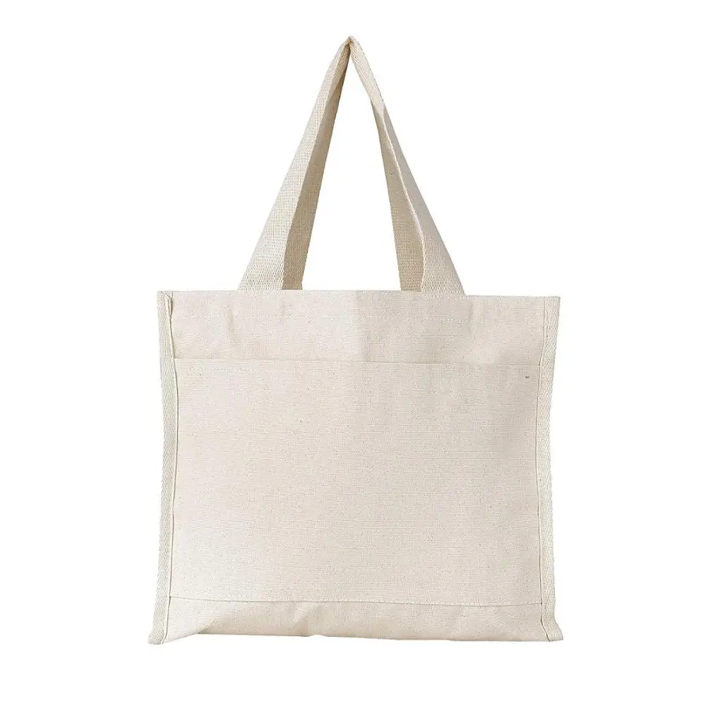 Manufacturers Heavy Canvas Tote Bags In Bulk With Side Pocket Full Side ...