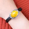 925 Sterling Silver Bracelet Leather Rope Bracelet Blank Settings 15*30mm 18*24mm Oval Cabochon Opal Agate Amber Setting DIY