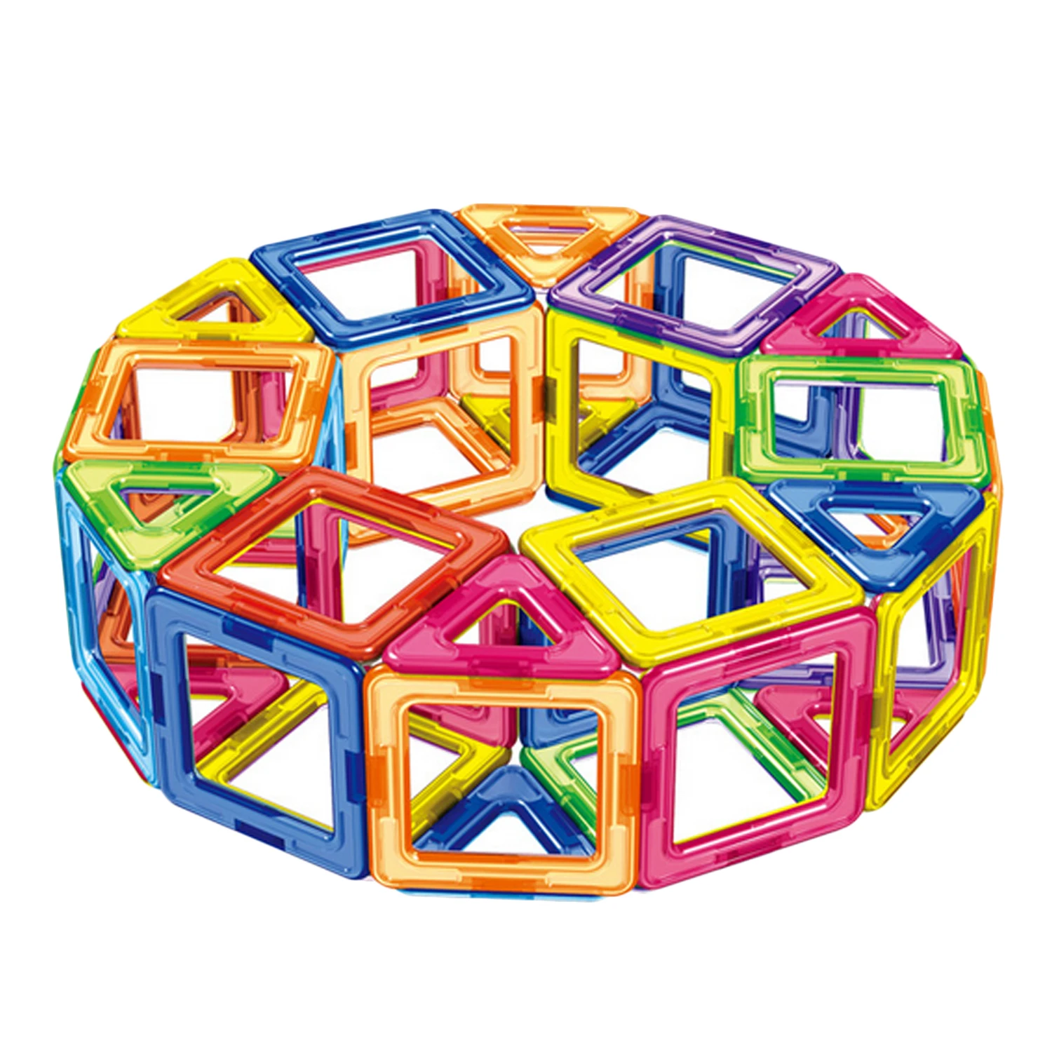 62pcs Plastic Triangle Square Pentagon Magnetic Building Blocks Stacking Bricks Building Construction Magnet Jigsaw Model Toy