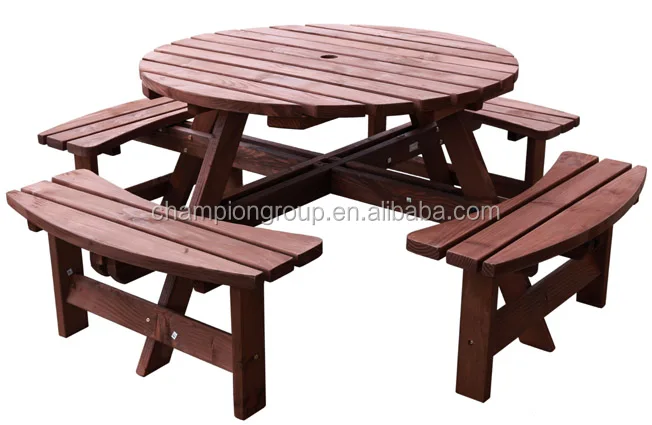 Wooden Garden Bench Picnic Camping Round Table Set Product On Alibaba Com