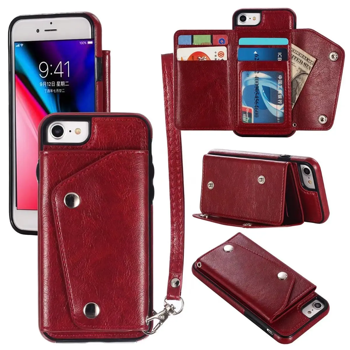 Luxury Leather Case For iphone X XR XS Max 6 6s 7 8 Plus Wallet Card Holder Cover Protection Phone Bag Cases