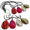 Fashionable natural gem pendant handmade agate raw stone piece leather pendant necklace