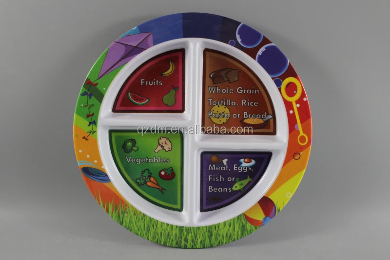 9inch Melamine 4 Divide Dish Plastic Food Section plate