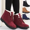Warm Girls Latest Fashion Winter Fur Lined Lace Up Ankle Boots Women Shoes Size 35-44