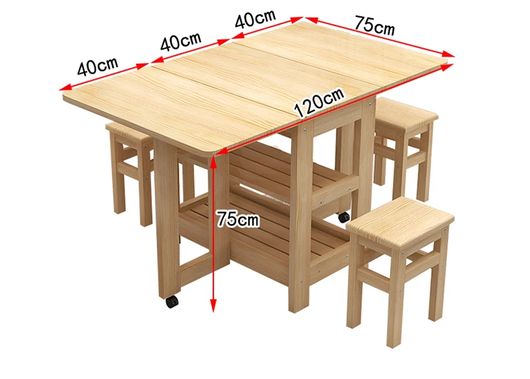 Creative Modern Wood Dining Table and Chairs Set Folding Table Chairs