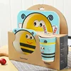 Eco Friendly Bamboo Fiber Kitchen Tableware Compostable Ceramic Kids Dinnerware Sets
