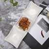 Factory Eco-friendly home white food sauce 3 ceramic plate divide
