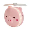 Pig Beauty Portable Led Mirror Pocket Fan Usb Charging Mini Handheld Fan With Mirror Led Light Portable Small Fan