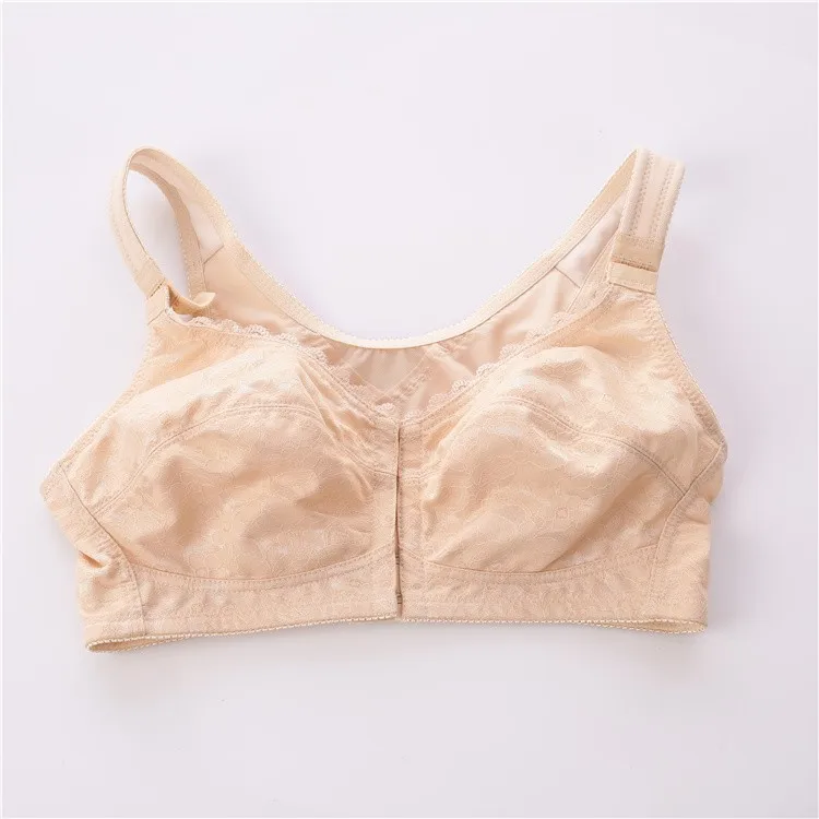Plus Size Front Closure Bra Full Coverage Lace Women's Cotton Bra Only ...