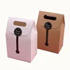 Custom Logo Eco-friendly Cake Box with Pvc Window Kraft Paper Package for Cheese Cake Bread Paper Packing Box with Handle